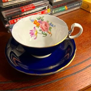 Vintage Aynsley cobalt blue tea cup & saucer